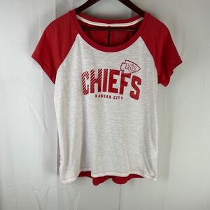 Nike Kansas City Chiefs T-Shirt Women Large White Red NFL‎ Keyhole Back